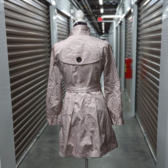 Vintage 7th Street NY Pink Size 4 Women's Trench Jacket Coat with Belt - Picture 2 of 11